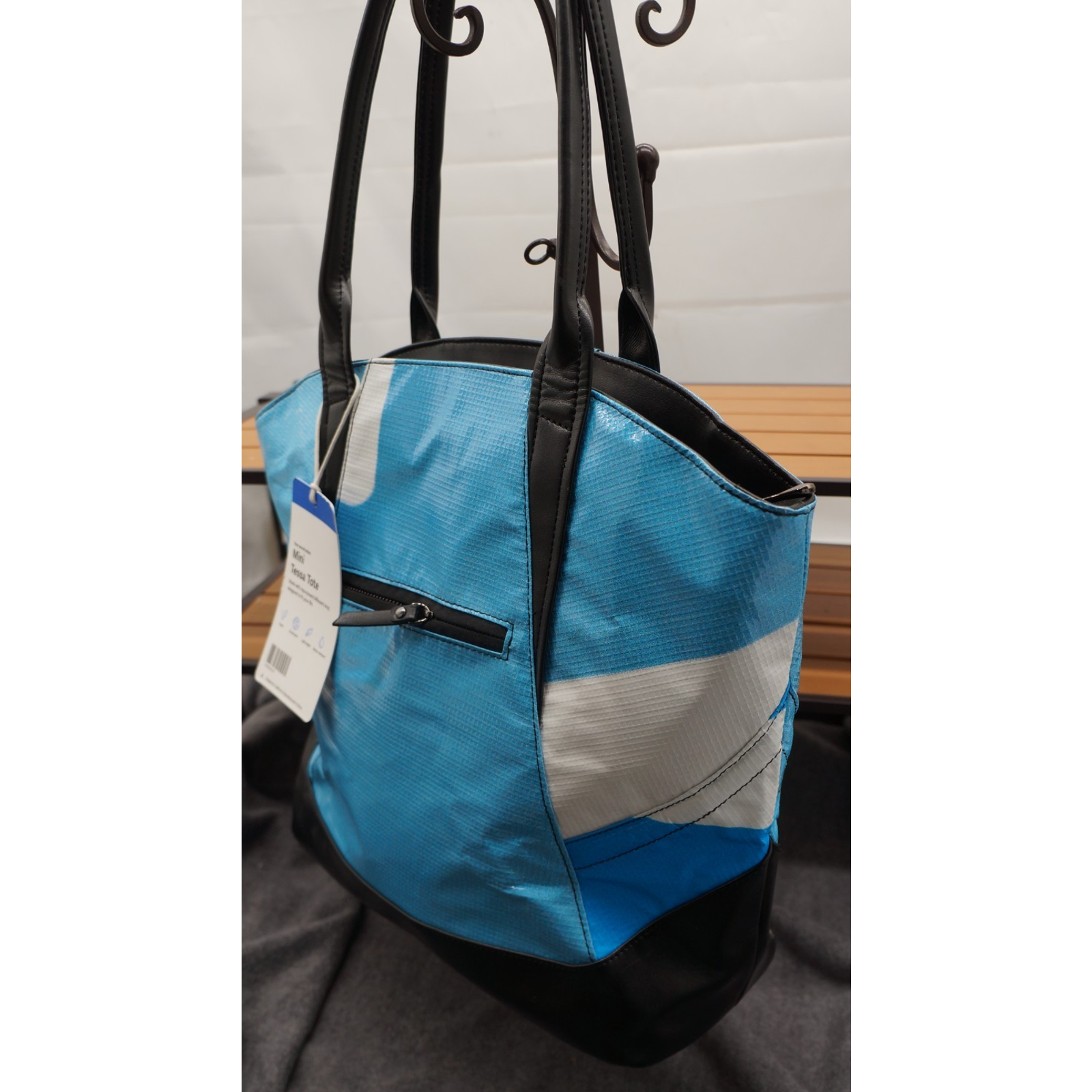 Nwt Rareform Mini Tessa Tote Bag Blue / White Recycled Billboard Vinyl — image 5 of 8